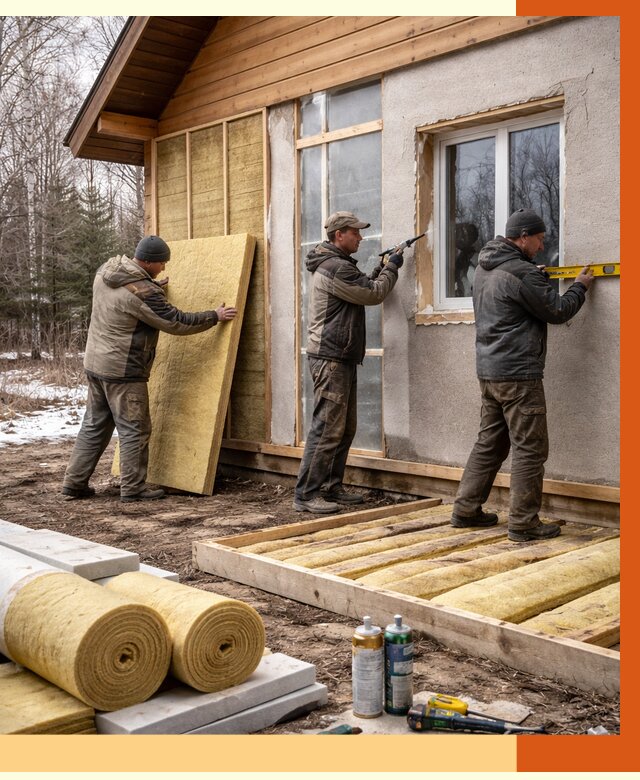 Утепление дачного дома в Климовске от 4811 руб/м2 — недорого | ТепломастерКлс