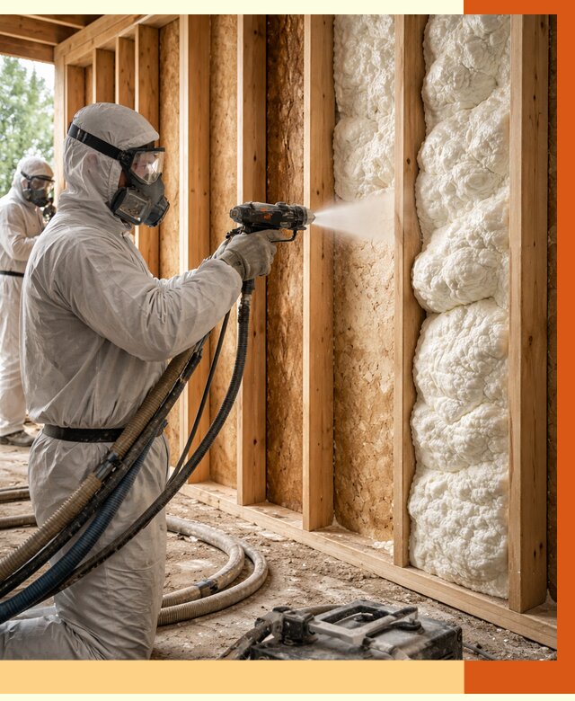 Утепление каркасного дома ППУ в Климовске от 2836 руб./м2 — работа под ключ | ТепломастерКлс