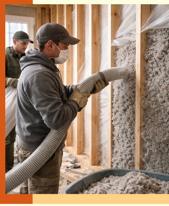 Утепление каркасного дома эковатой в Климовске — качественно и надолго