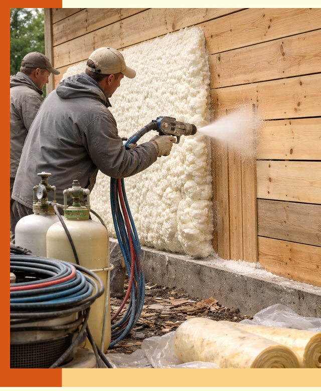 Утепление деревянного дома пенополиуретаном в Климовске