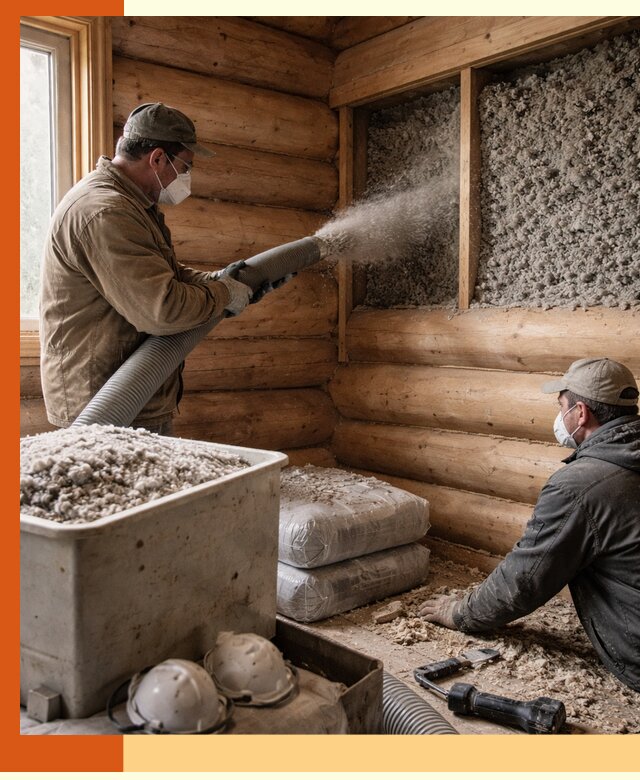 Утепление дома из бруса эковатой в Климовске