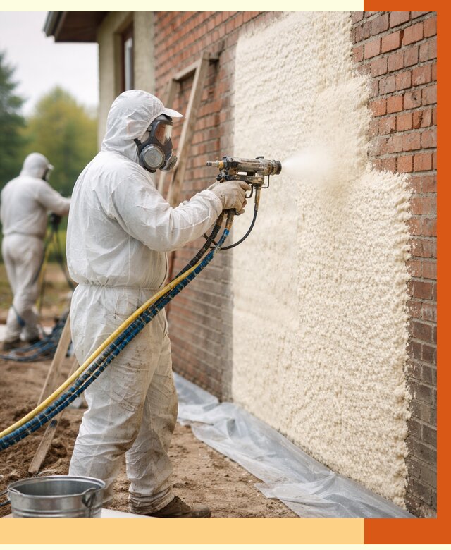 Утепление кирпичного дома ППУ в Климовске под ключ от 6583 руб. | ТепломастерКлс