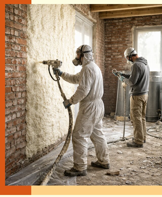 Утепление кирпичного дома пенополиуретаном в Климовске