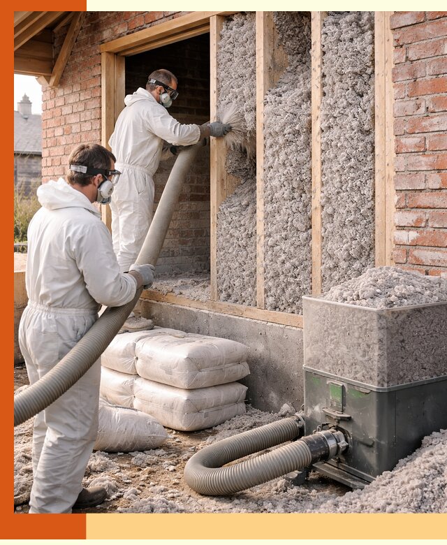 Утепление кирпичного дома эковатой в Климовске