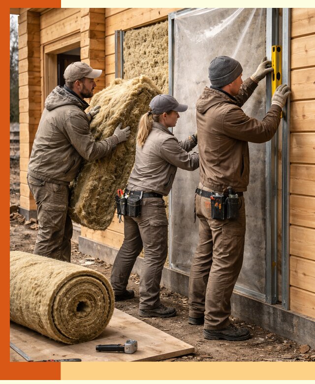 Утепление дома из двойного бруса в Климовске качественно и надёжно
