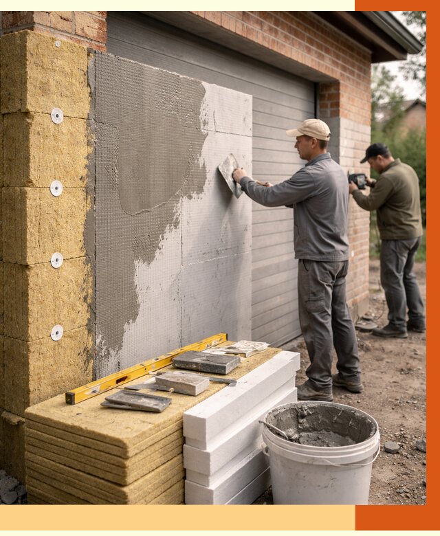 Утепление гаража снаружи в Климовске от 4254 руб. за м2 — наружное утепление под ключ | ТепломастерКлс