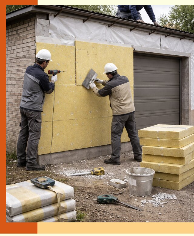 Утепление гаража снаружи в Климовске качественно и надёжно