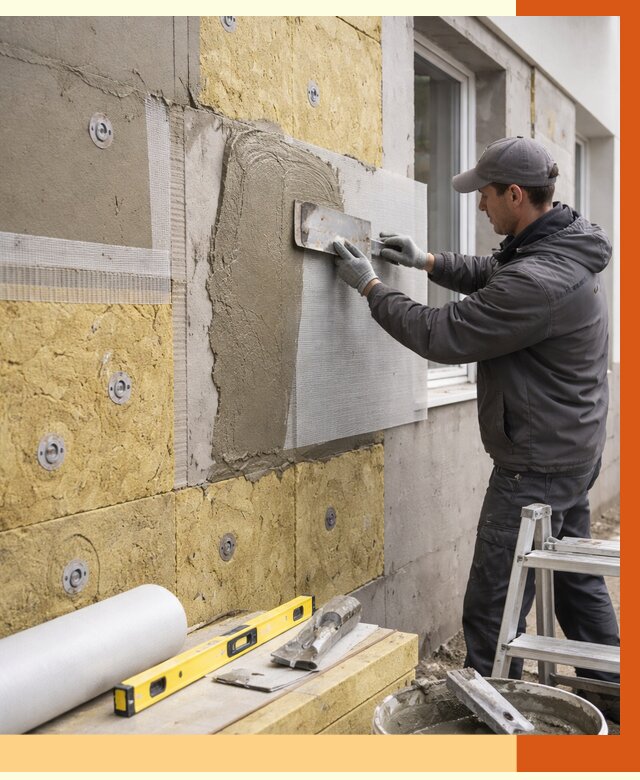 Утепление фасада под штукатурку в Климовске от 4254 руб/м2 — монтаж пенопластом и минватой | ТепломастерКлс