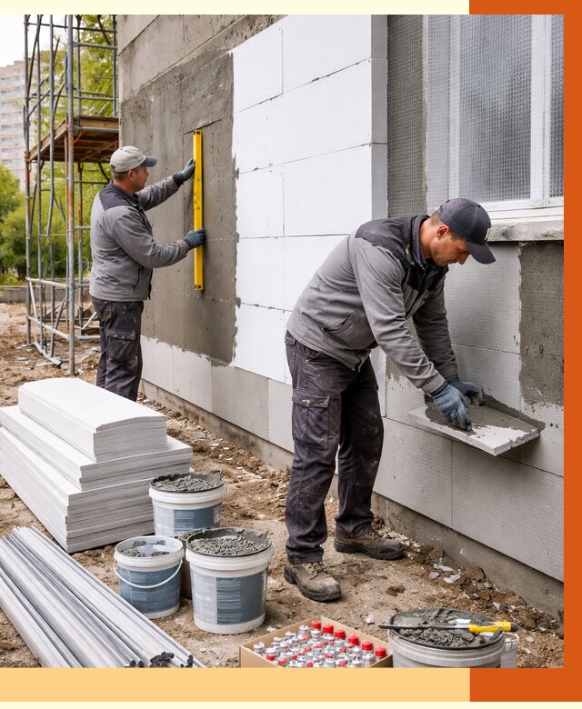 Утепление фасада и стен снаружи в Климовске от 4254 руб. | ТепломастерКлс