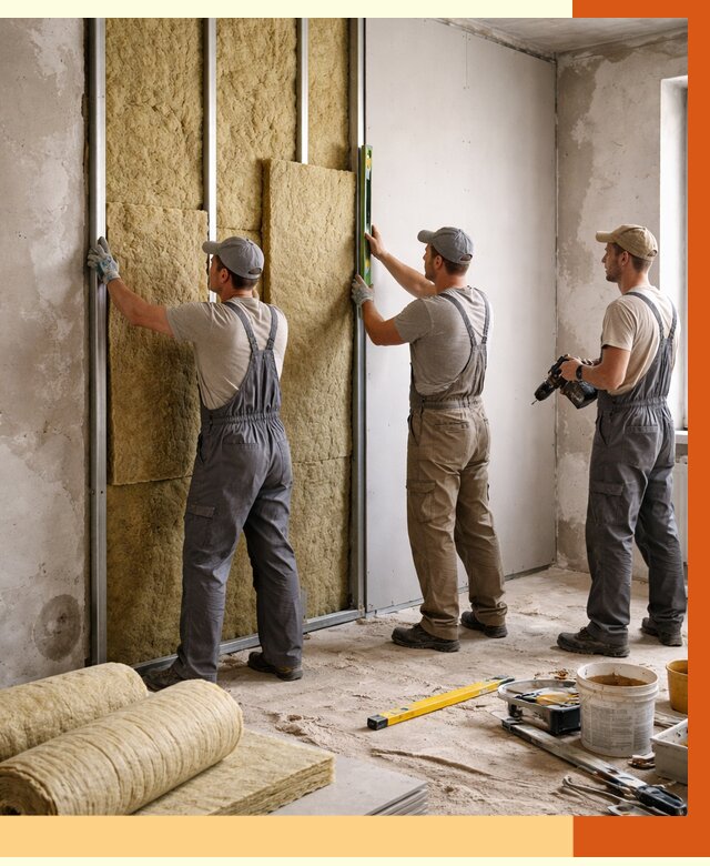 Утепление стен изнутри в Климовске от 2279 руб/м² под ключ | ТепломастерКлс