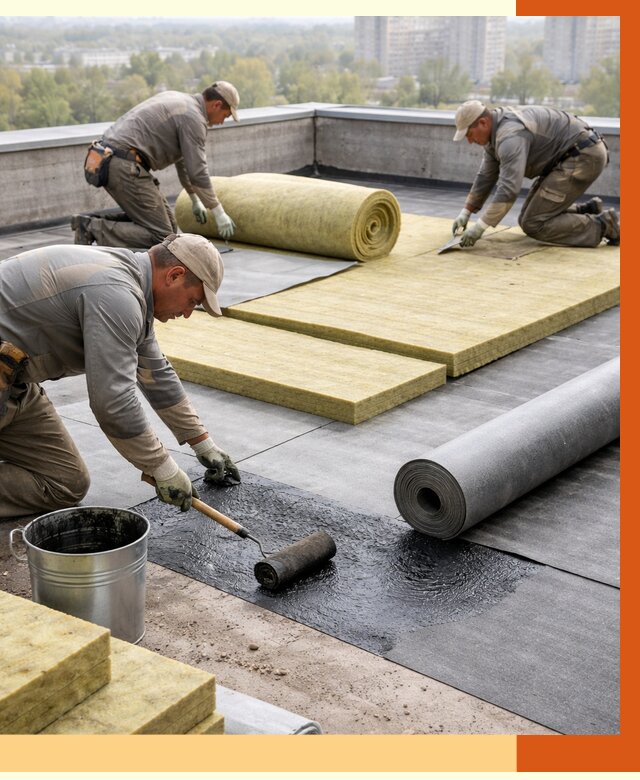 Утепление плоской крыши в Климовске от 7292 руб./м2 под ключ | ТепломастерКлс