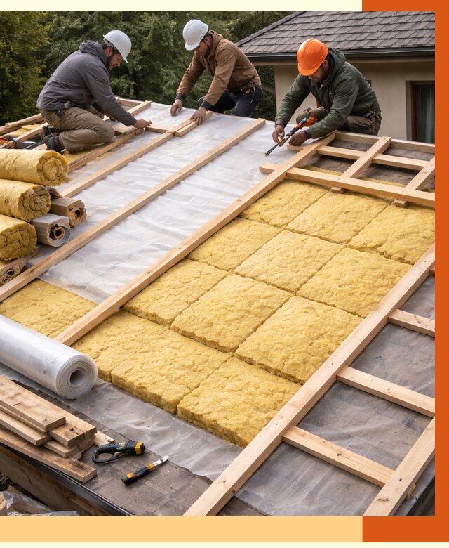 Утепление скатной крыши в Климовске от 1266 руб./м2 под ключ | ТепломастерКлс