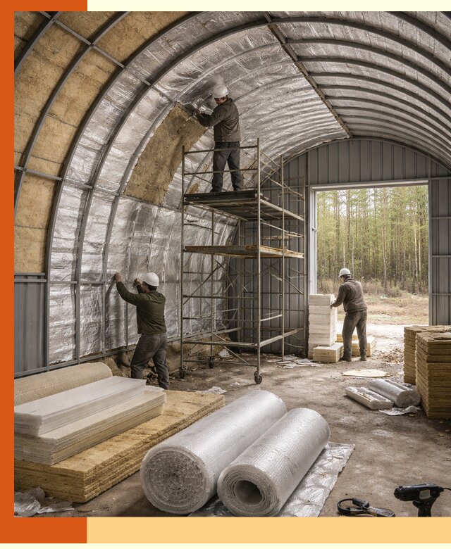 Утепление арочного ангара под ключ в Климовске