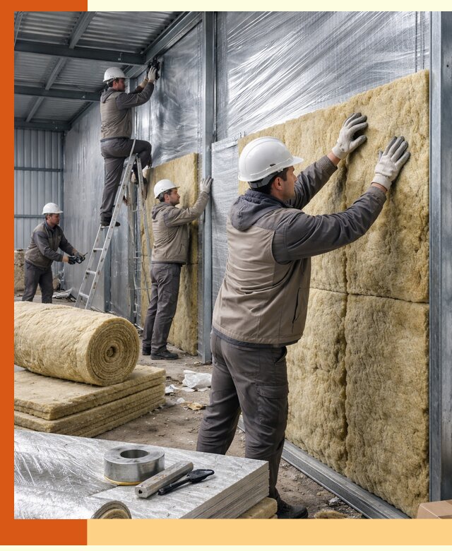 Утепление металлического склада в Климовске: теплоизоляция и герметизация