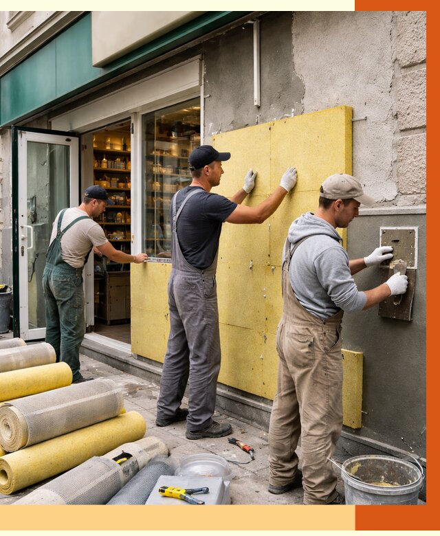 Утепление магазина в Климовске от 4558 руб/м2 — цена, стены и снаружи | ТепломастерКлс