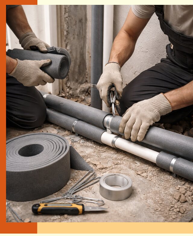 Утепление труб водоснабжения в Климовске — монтаж и защита сети