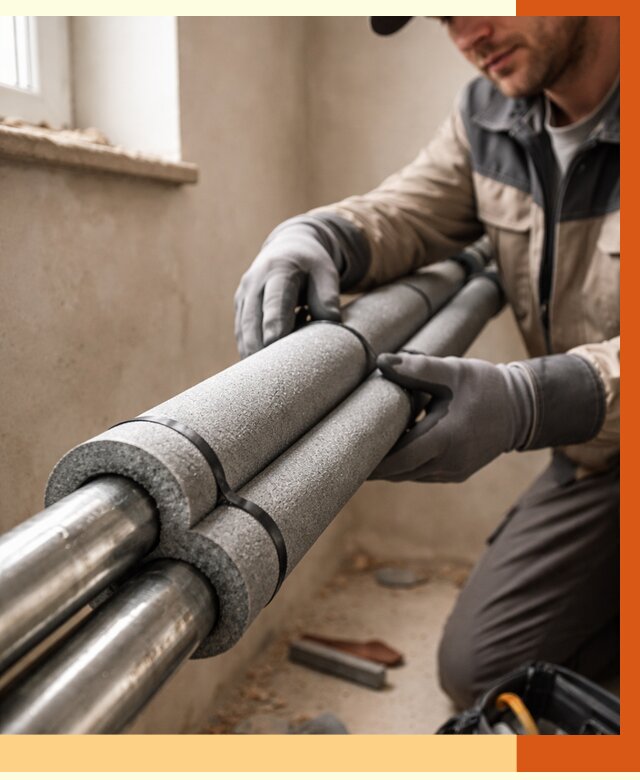 Утепление труб отопления в Климовске от 2886 руб. за м² — услуги под ключ | ТепломастерКлс