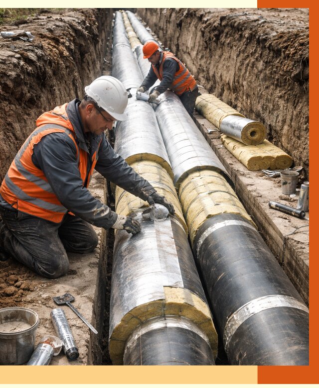 Утепление теплотрассы в Климовске от 4558 руб./м2 — ппу и комплексная изоляция | ТепломастерКлс