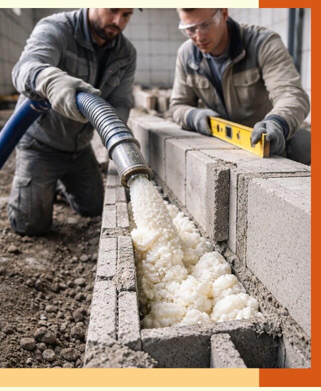 Заполнение колодцевой кладки ППУ в Климовске от 4254 руб. за м2 | ТепломастерКлс