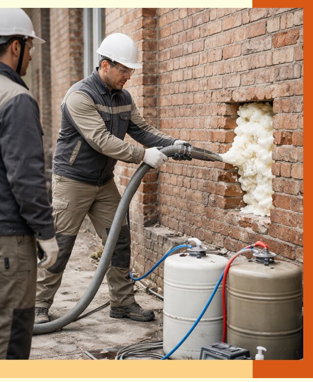 Заливка ППУ в пустоты кирпичной стены в Климовске от 2785 руб. | ТепломастерКлс