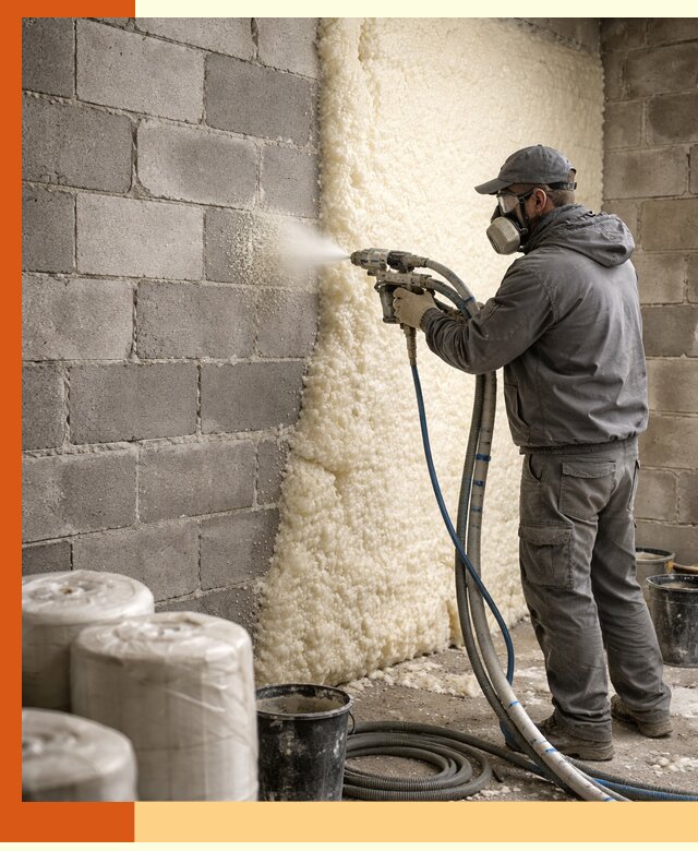 Утепление блочной стены ППУ в Климовске качественно и надёжно