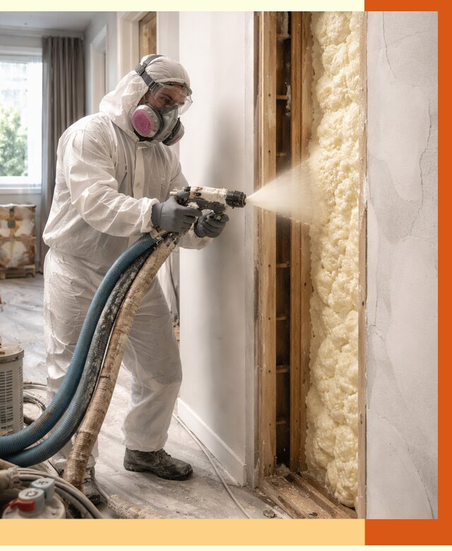 Межстеновое утепление ППУ в Климовске от 2785 руб/м2 — межстенное утепление под ключ | ТепломастерКлс