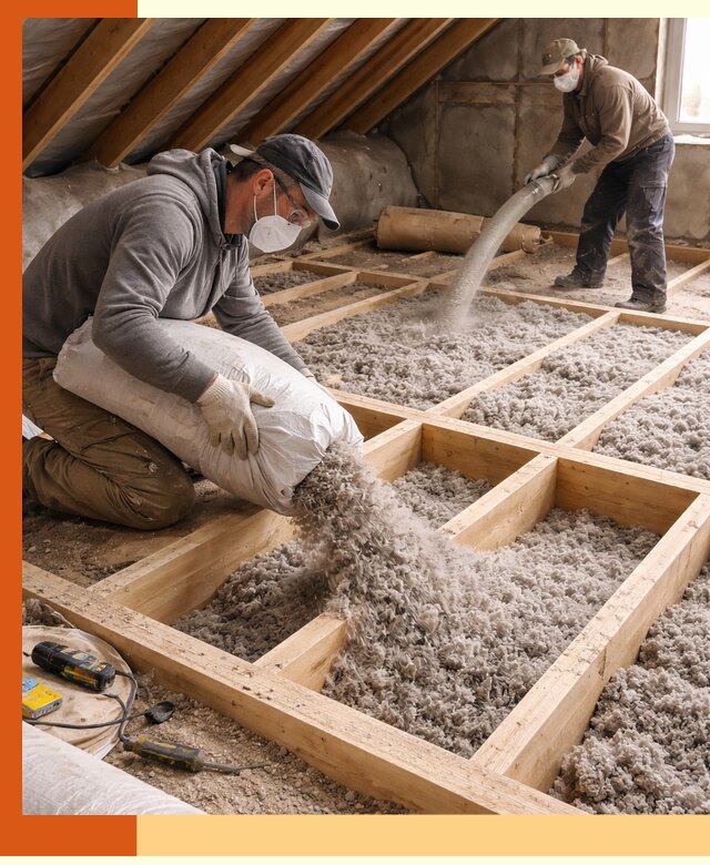 Заполнение полостей чердачного перекрытия в Климовске качественно и надёжно