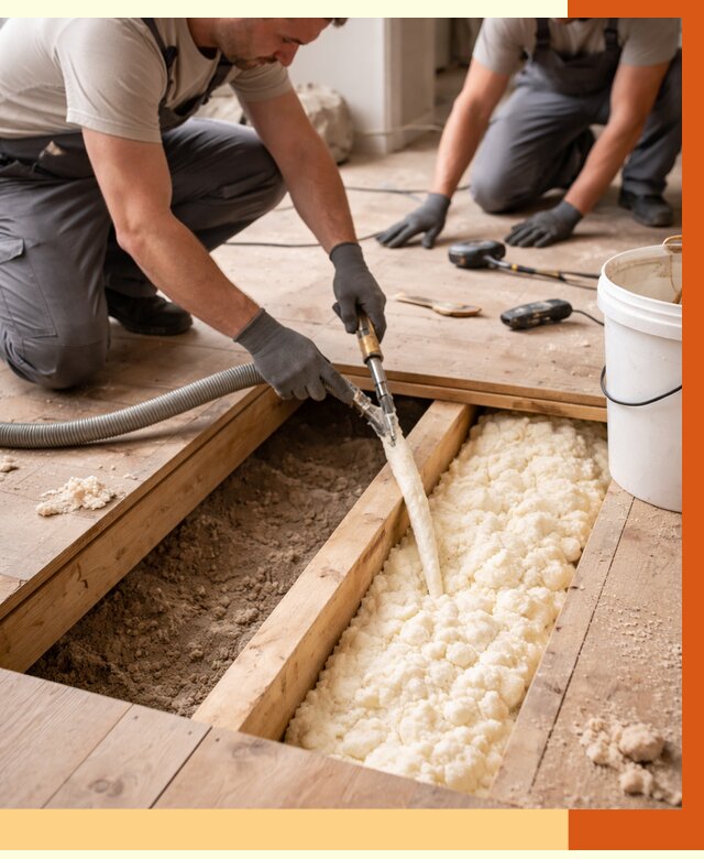 Заполнение пустот пола в Климовске от 2735 руб. — утепление пустот пола под ключ | ТепломастерКлс
