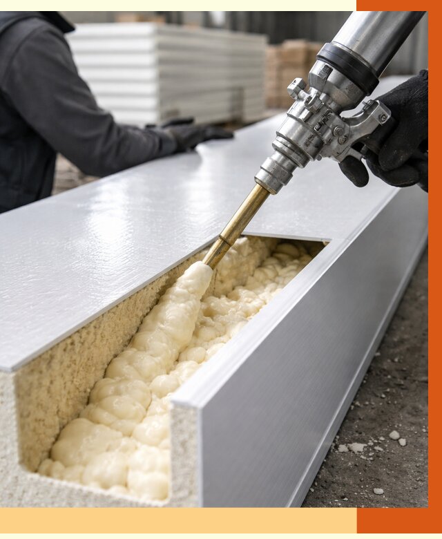 Заполнение пустот холодильных панелей в Климовске от 7596 руб. | ТепломастерКлс