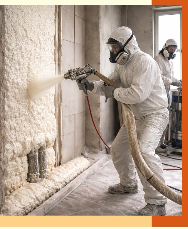 Напыление пенополиуретана в Климовске от 7596 руб./м2 — услуги и монтаж ППУ | ТепломастерКлс