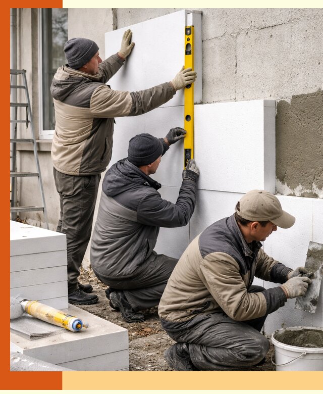 Утепление пенопластом наружных стен и фасадов в Климовске