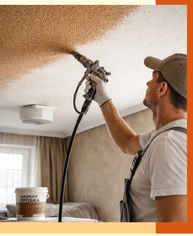 Утепление потолка жидкой пробкой в Климовске от 3545 руб. | ТепломастерКлс