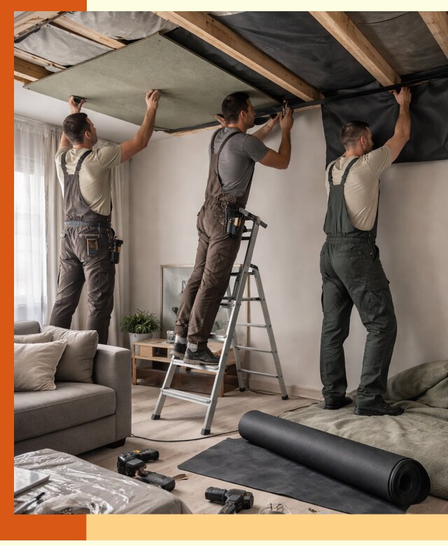 Шумоизоляция потолка в Климовске — профессиональное устранение шумов