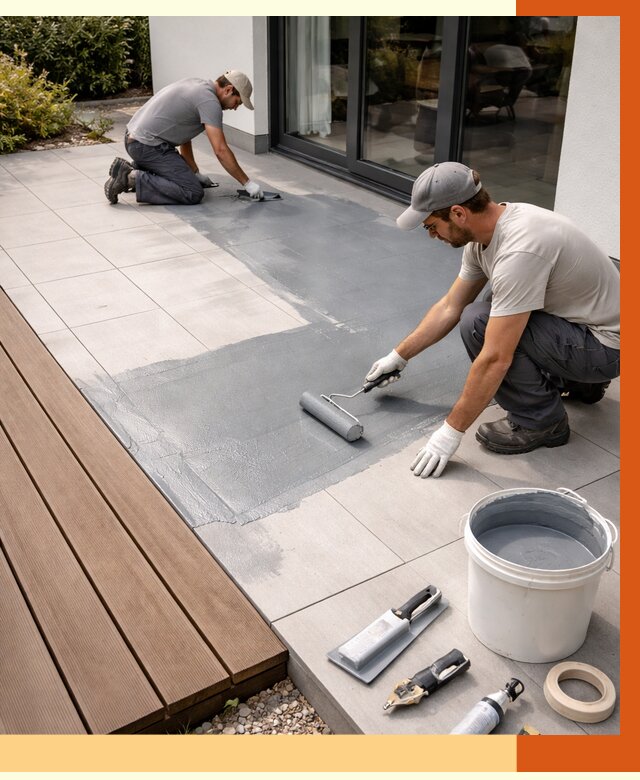 Гидроизоляция террасы в Климовске под ключ от 7596 руб./м² | ТепломастерКлс