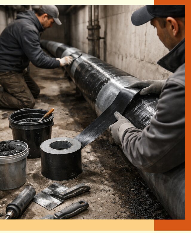 Гидроизоляция труб в Климовске от 2532 руб. — профессиональная герметизация | ТепломастерКлс