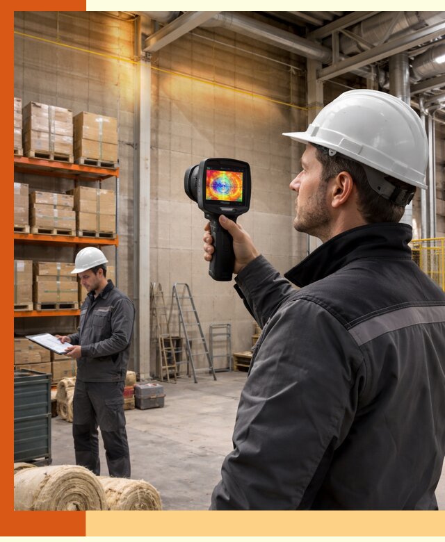 Тепловизионное обследование склада и выявление утечек в Климовске