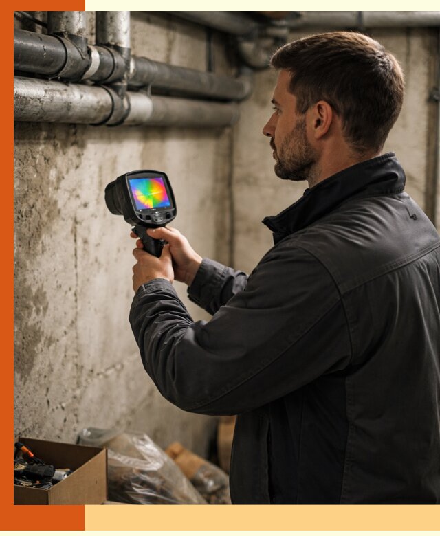 Тепловизионное обследование подвала в Климовске для поиска утечек тепла