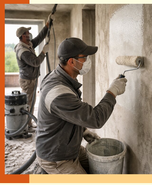 Подготовка поверхности под напыление утеплителя в Климовске