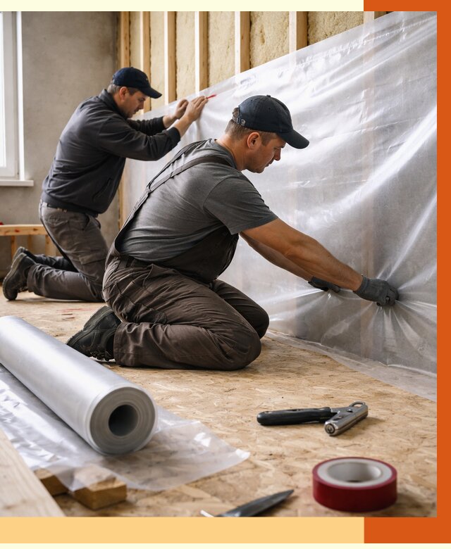 Монтаж пароизоляции в Климовске от 2532 руб. — установка и укладка под ключ | ТепломастерКлс