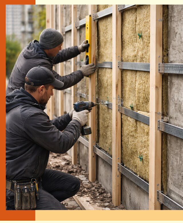Монтаж обрешетки под утепление зданий и квартир в Климовске